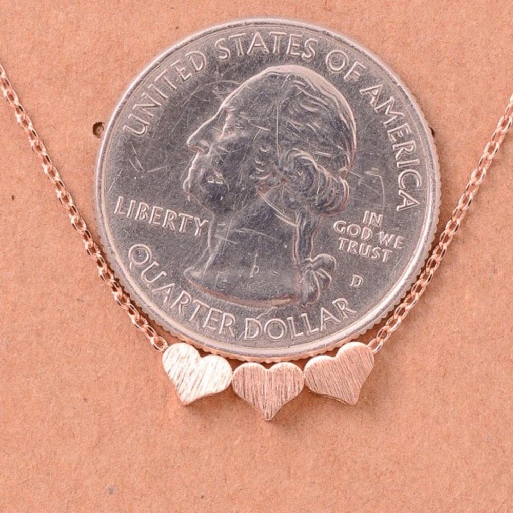 Gold | Three Heart Necklace, Gold Chain - Picture 3 of 6